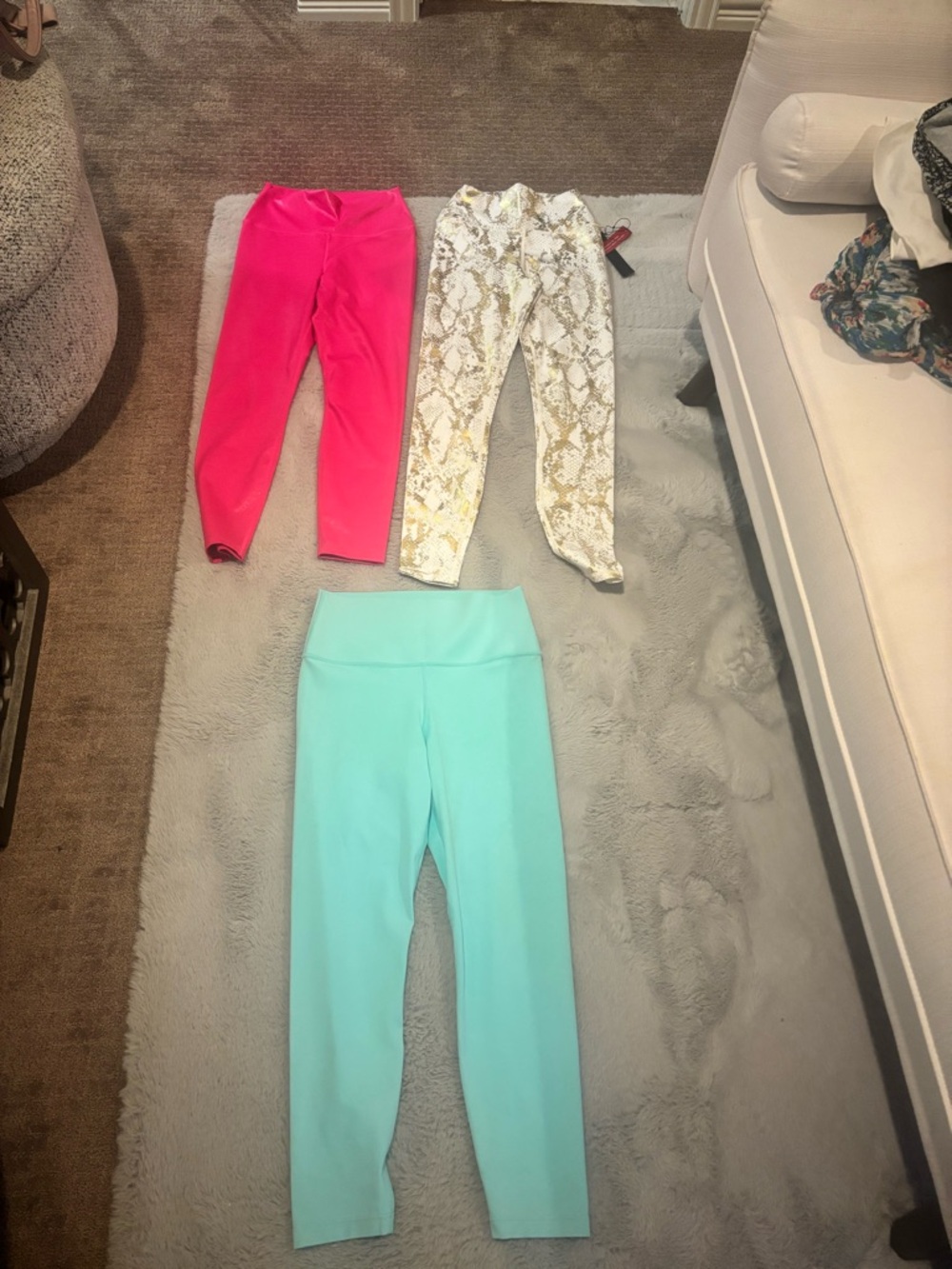 Carbon38 3-Pack Leggings in Hot Pink, Mint & Snake Print